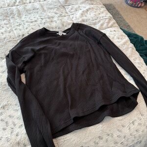 Time and Tru Black Ribbed Long Sleeve Top